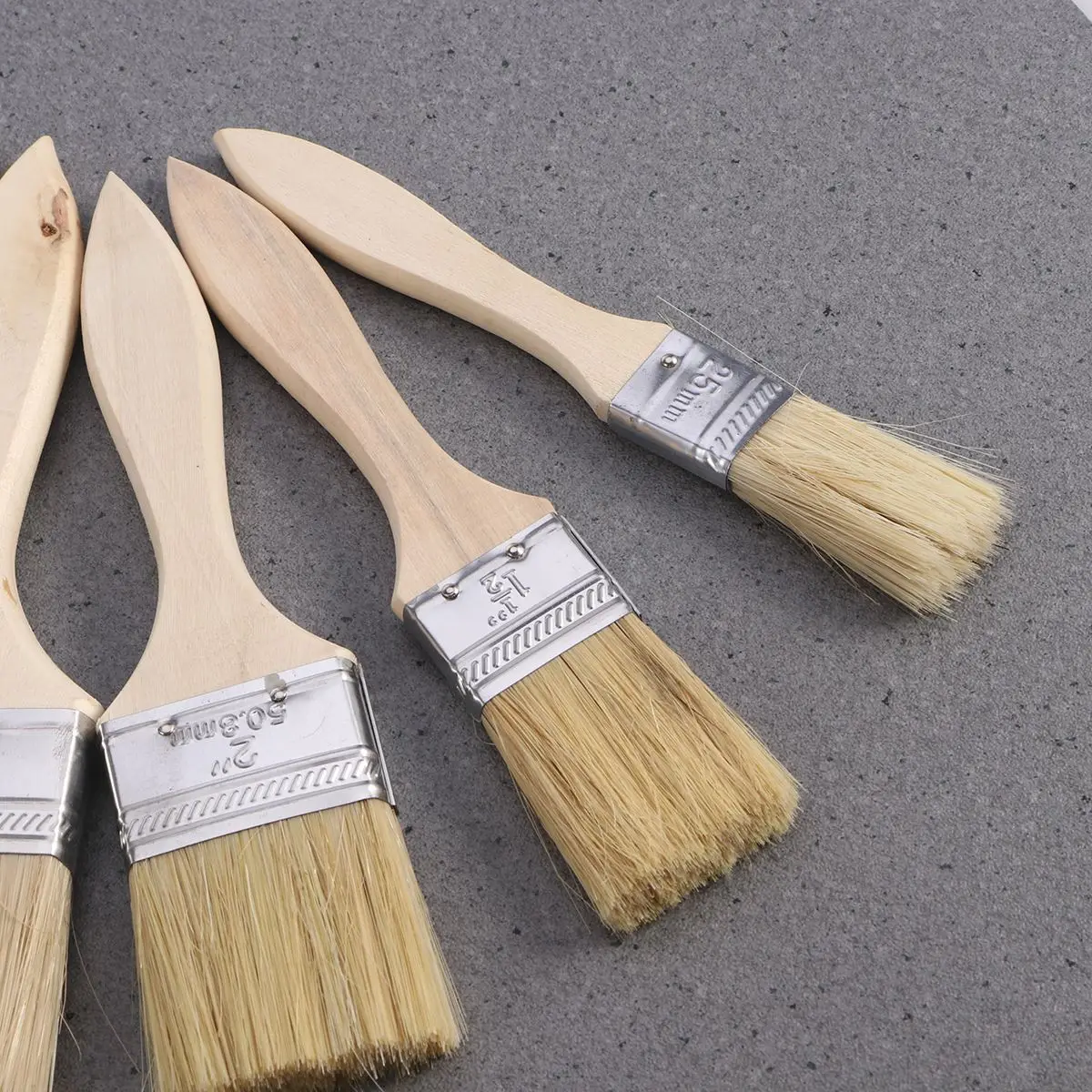 5PCS Paint with Wooden Handle Paint Brush for Wall And Furniture Paint Paint Easy To Clean Wooden Cleaning Brush