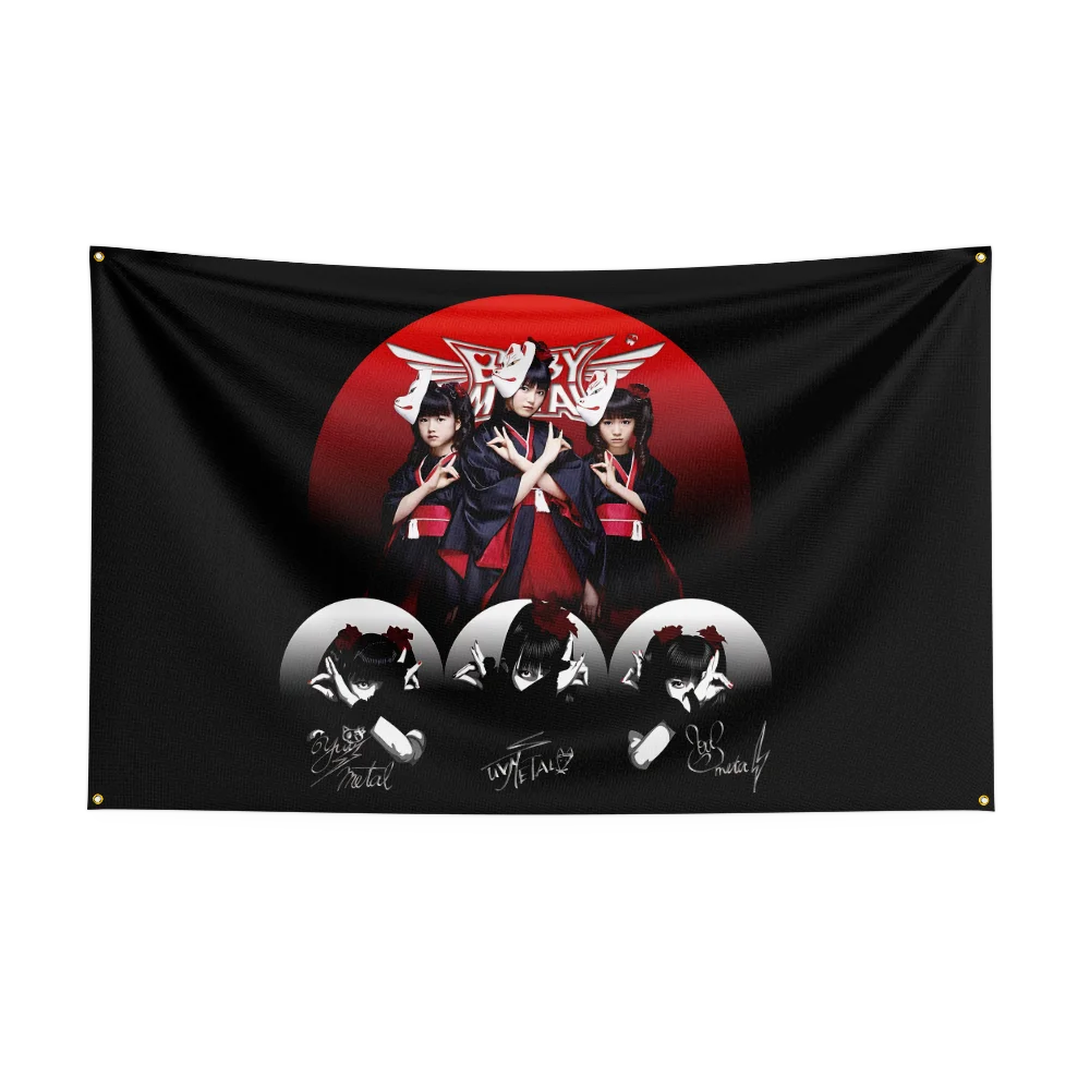 B-Babymetals Rock Band Flag Polyester Digital Printing Banner for Bedroom Wall Art Out Door Tapestry Decoration