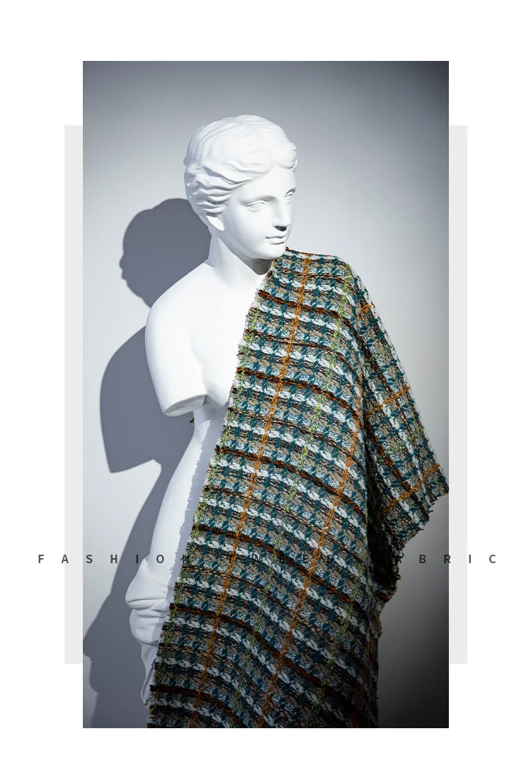 Plaid Tweed Fabric By The Meter for Clothing Coats Bags Skirts Vest Sewing Thickened Winter Soft Drape Decorative Cloth Fashion