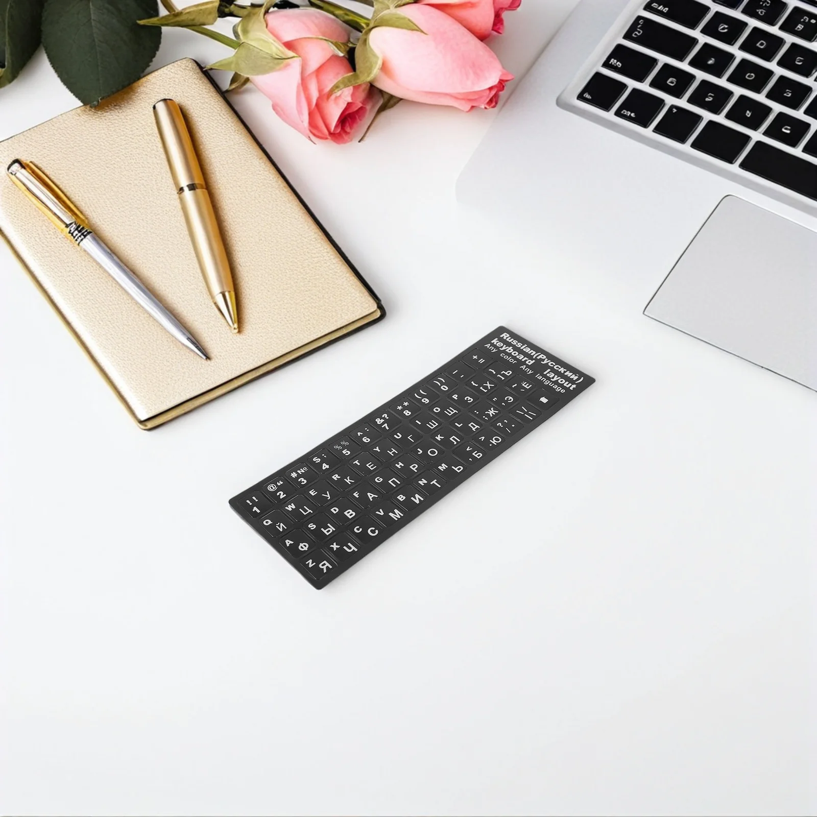 

Russian Keyboard Stickers Cyrillic Alphabet Decals For Laptop Desktop Matte Texture Quiet Typing High Precision Durable