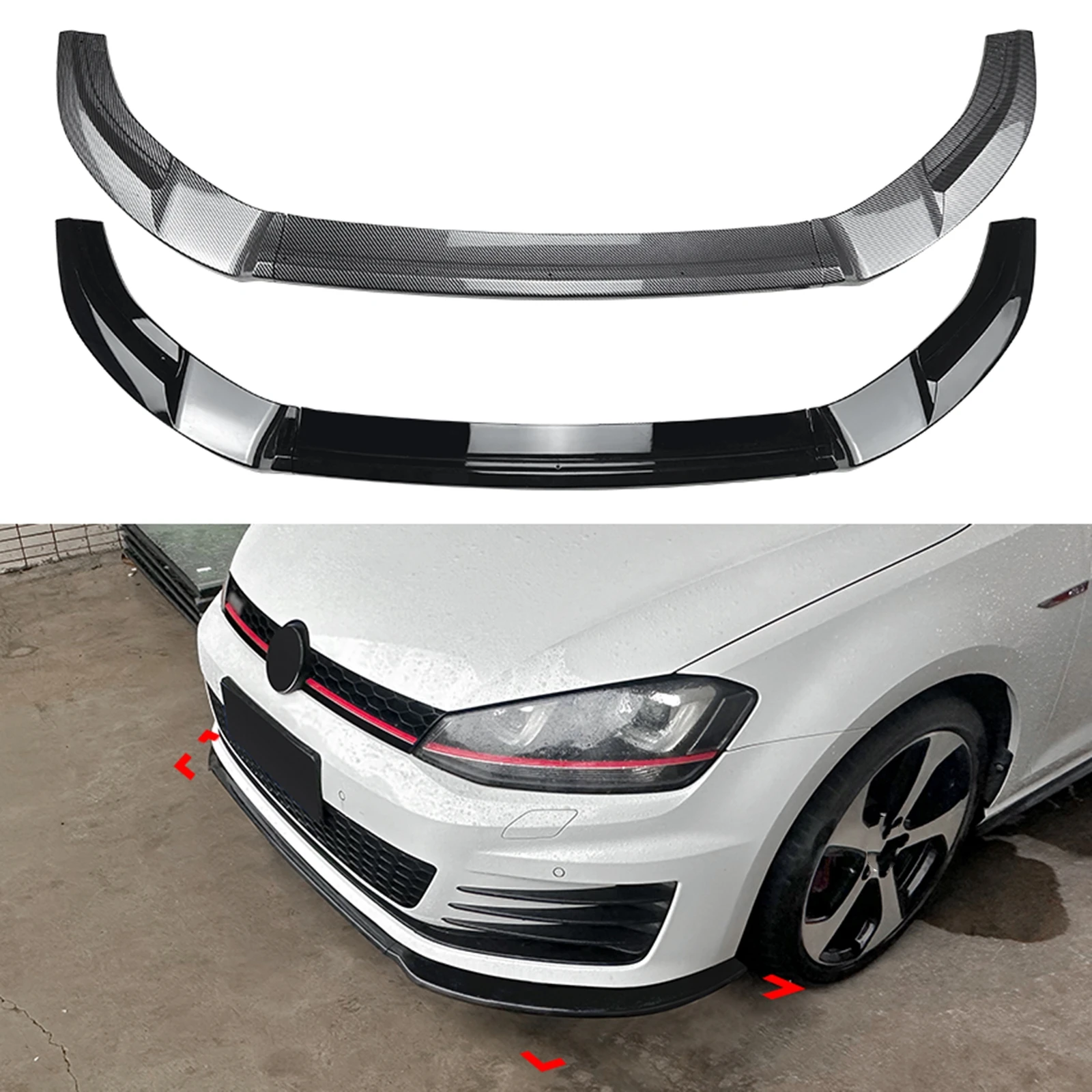 Car Front Bumper Spoiler Lip Blade Lower Splitter Guard Plate For Volkswagen Golf 7 MK7 GTI R Rline 2013-2016