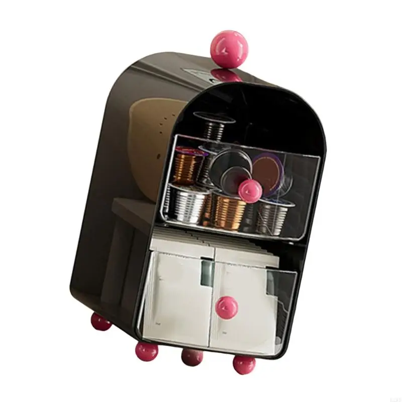 B2RF Coffee Creamer держатель Creamer Gultive 2 слоя хранения элегантный организатор пакета с прозрачными съемными ящиками