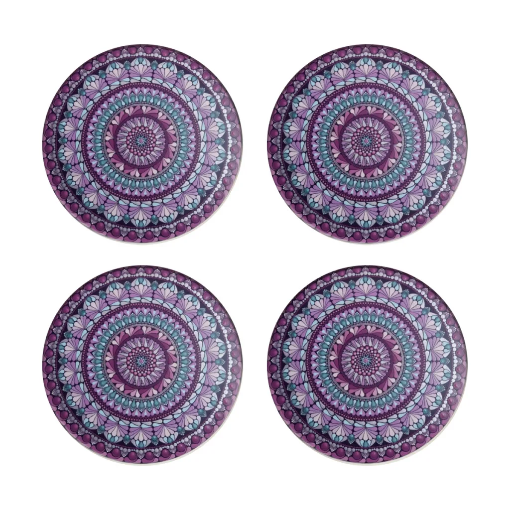 

purple mandala Coasters for Drinks, Absorbent Ceramic Stone Coasters Set of 4