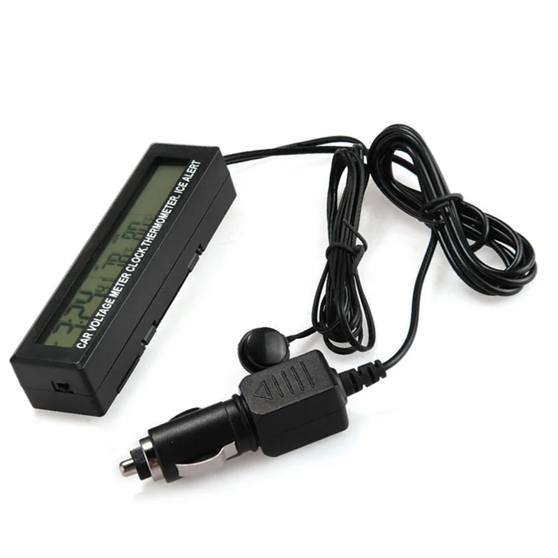 A80X-3-In-1 مقياس الفولتميتر للسيارة ومقياس الحرارة مع شاشة رقمية وساعة منبه وشاشة بإضاءة خلفية زرقاء وبرتقالية #5