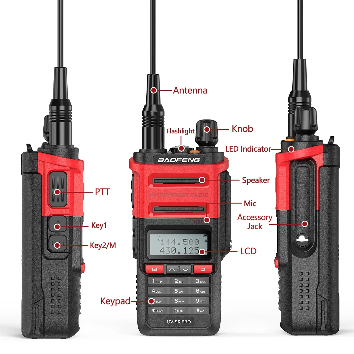 Оригинальная портативная рация Baofeng UV-9R PRO, мощная Водонепроницаемая Двухдиапазонная 136-174/400-520 МГц, портативная Любительская