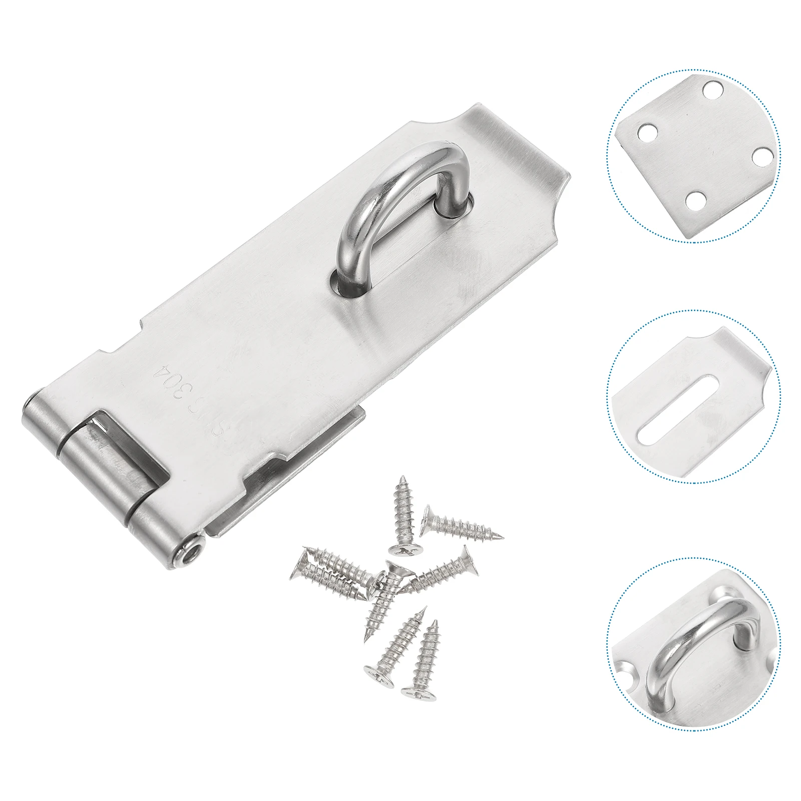 

1 set 1 Set Stainless Steel Door Locks Hasp Latch Durable Security Gate Clasp Home Office Safety Buckle Screws Included