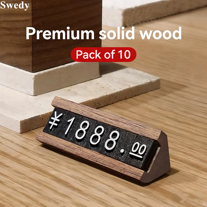 10 Pieces Adjustable Number Dollar Eur Jewelry Watch Price Cube Tags Wood Acrylic Price Card Label Sign Holder Tags
