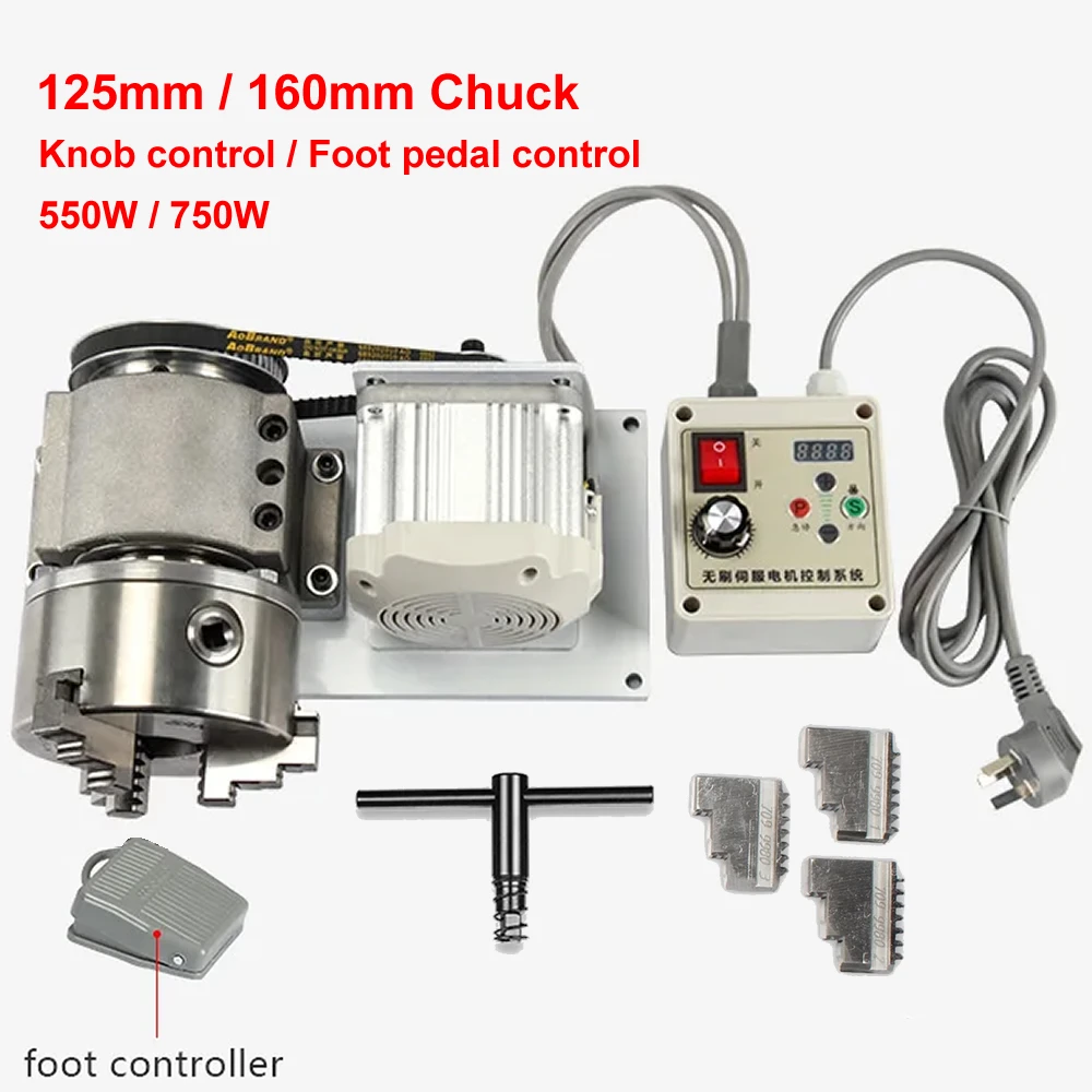 Adjustable Speed Rotary Axis Dividing Head 125mm 160mm 3 Jaws Chuck With Controller Brushless Motor Center Height 85mm 91mm