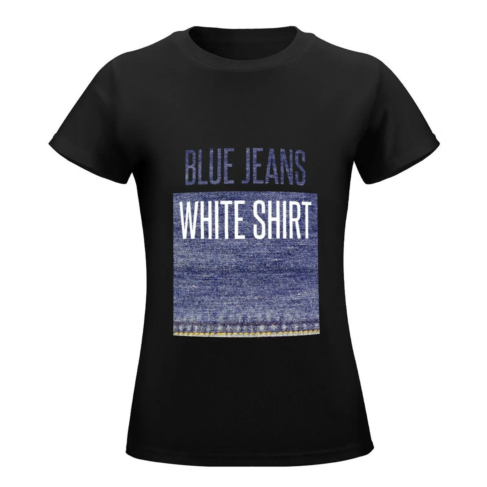 Blue Jeans, White Shirt T-Shirt shirts graphic tees female Short sleeve tee lady clothes Summer Women's clothing