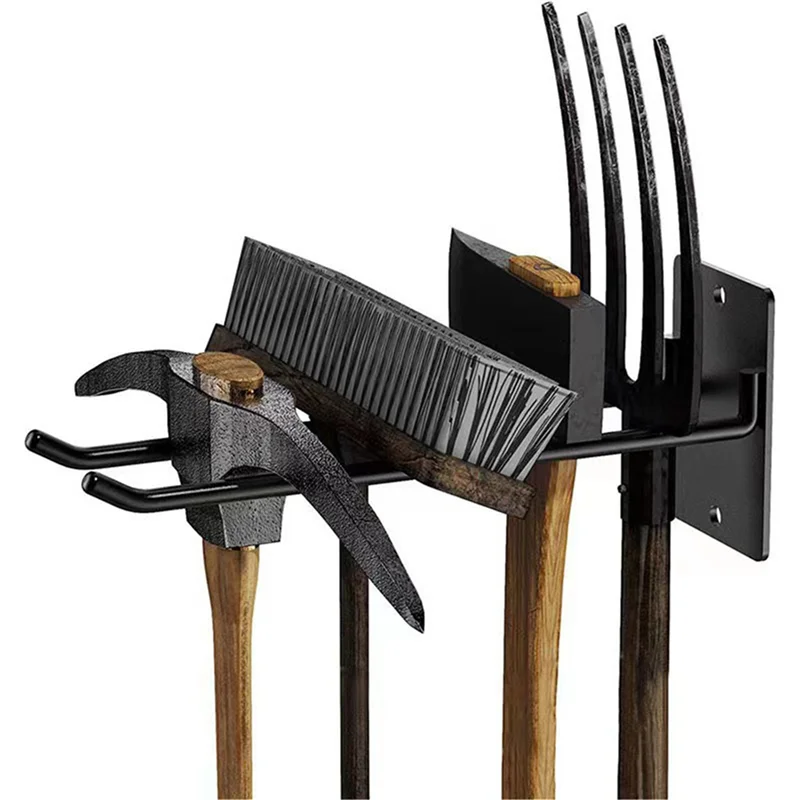 

EYFL-Heavy Duty Storage Organizer Steel Wall Mount For Garden Tools Shovel Rake Broom Organizer Wall Hook 4Pcs