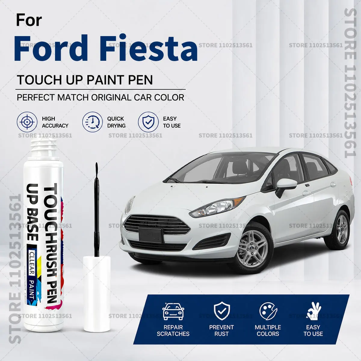 For Ford Fiesta 1976-2025 Car Scratch Repair Paint Pen Automotive Touch Up Paint Brush for Paint Chips and Surface Scratches