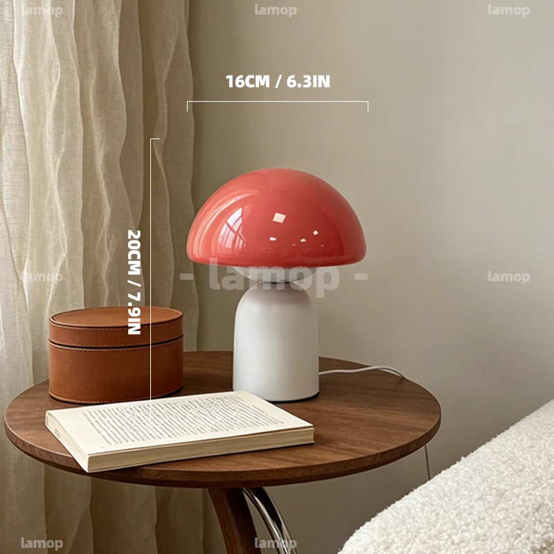 Glass Warm‑Halo Bulging‑Cap Canopy Jar‑Type Base Table Lamp Academic‑Campus Casual 3 Tone Mellow Aura Dorm Desktop Shelf Decor