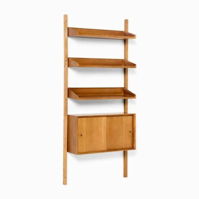 

Modular Bookshelf Living Room Solid Wood Furniture Shelves System Streamlined Wall Bookshelf