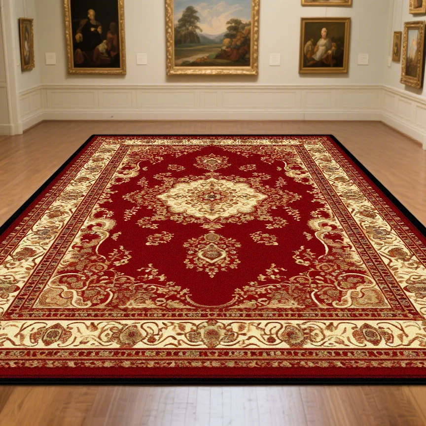

Красный CARPET FOR LIVE ROOM в европейском стиле, легкие роскошные коврики для спальни, большой ковер, моющийся европейский коврик татами, напольные коврики