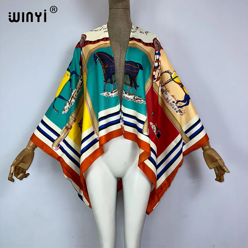 Winyi Afrika Nieuwe Jas Vrouwen Vest Mode Print Beachwaer Cocktail Sexy Boho Strand Cover Up Afrikaanse Vakantie Maxi Top