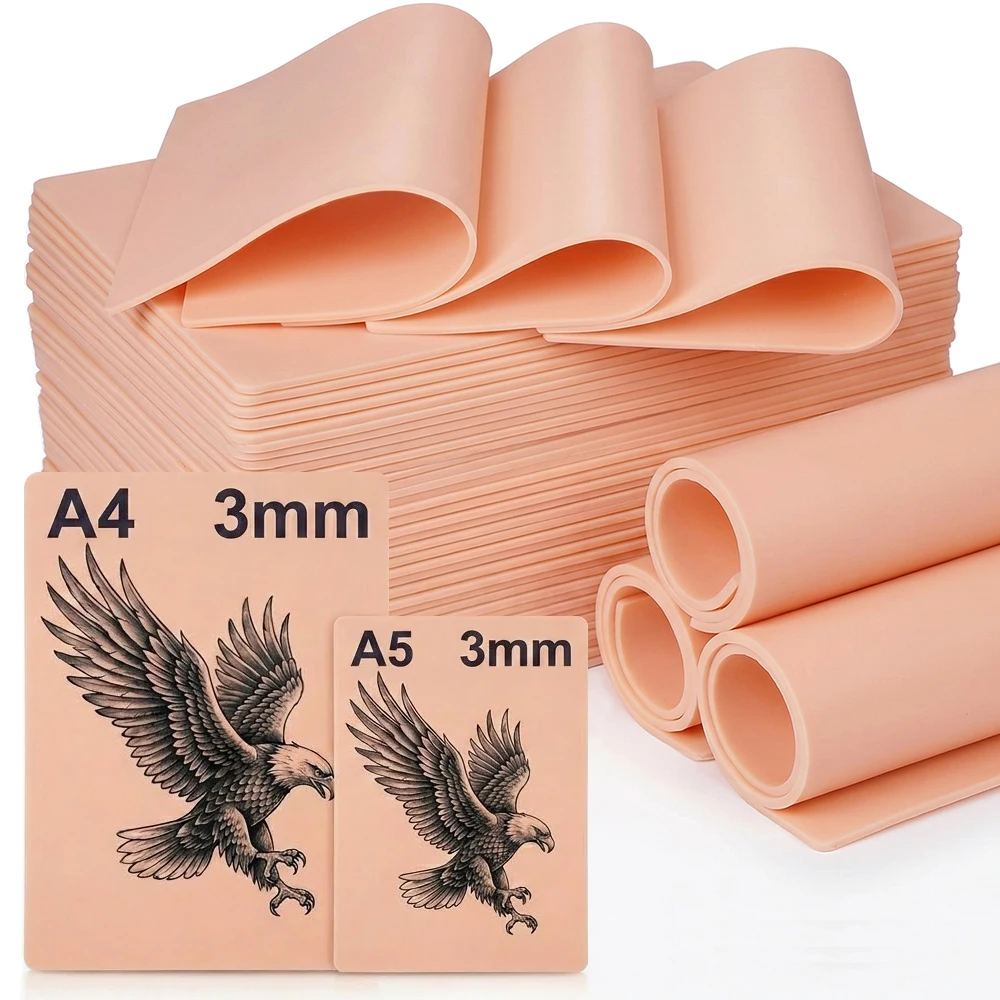 1/3/5/8/10 pièces Peau d'entraînement pour tatouage 3MM Double face vierge, Peau artificielle synthétique pour accessoires de tatouage