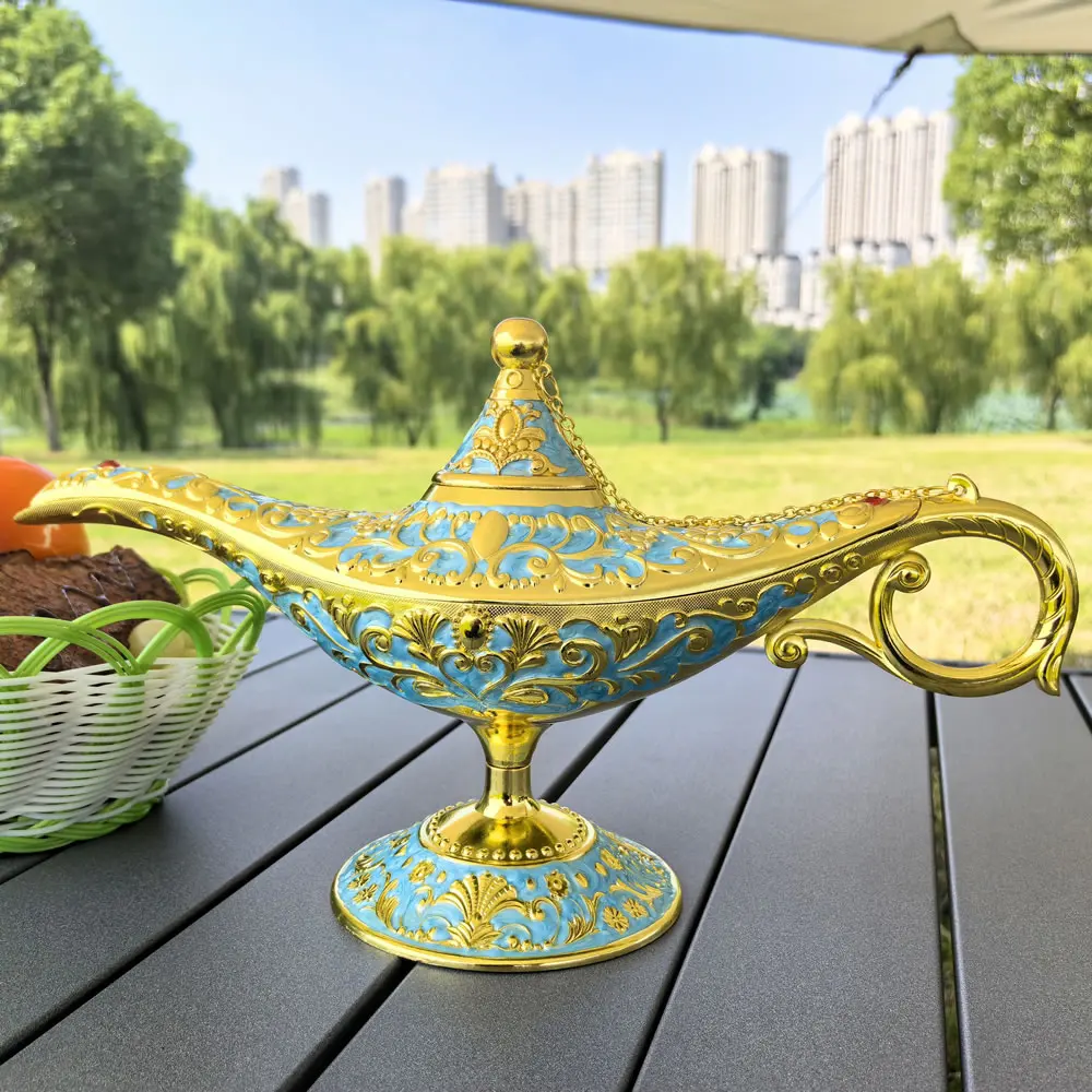 Aladdin lamp 35cm Large Aladdin Magic Lamp Decoration Home Accessories Russian Characteristics Retro Living Room Decor Ornament