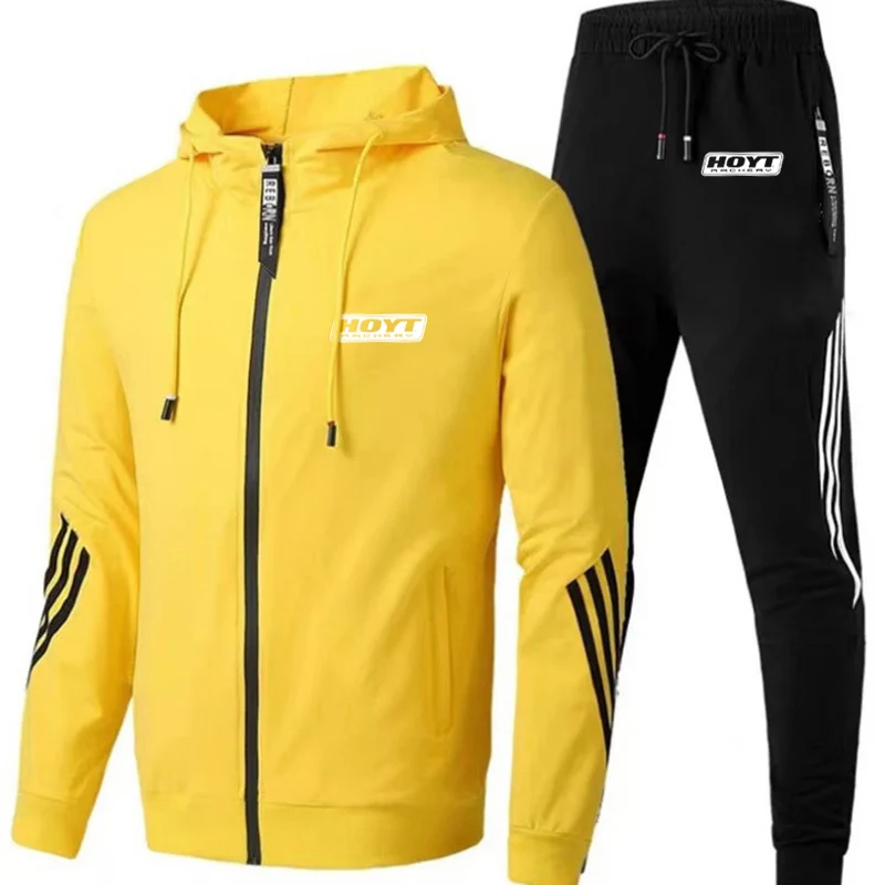 2024 männer HOYT Bogenschießen Huntinger Bögen Herbst Neue Zipper Hohe Qualität Hoodie Mode Gedruckt Lässige Sportswear Outdoor Fitness Set