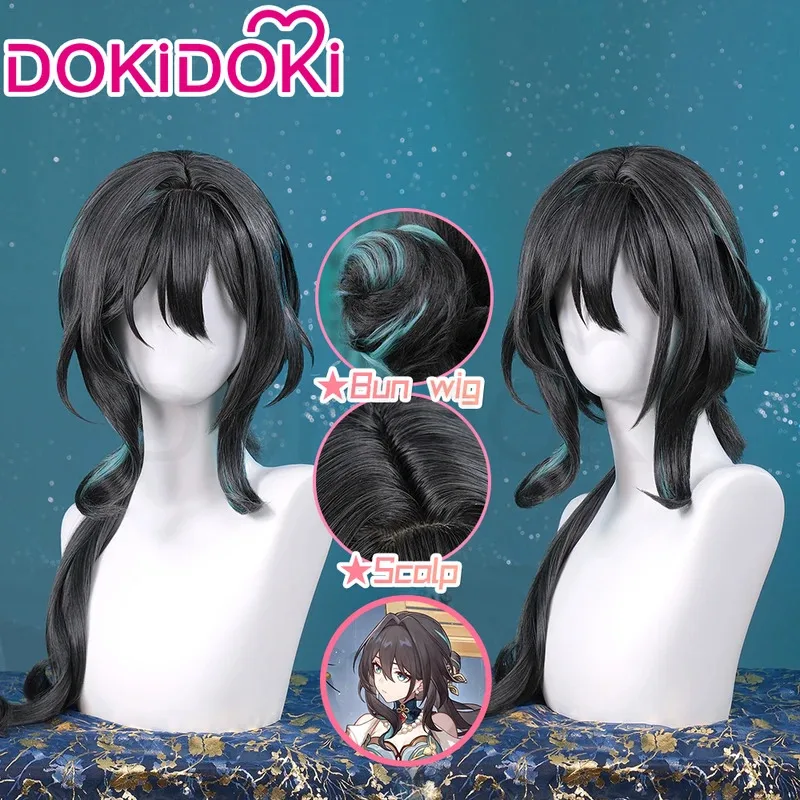 

LQIN STOCK Ruan Mei Wig Game Honkai: Star Rail DokiDoki Косплей Парик Женский 75 см Черные Длинные Волосы Honkai Ruanmei Парик Бесплатная Кепка Для Парика