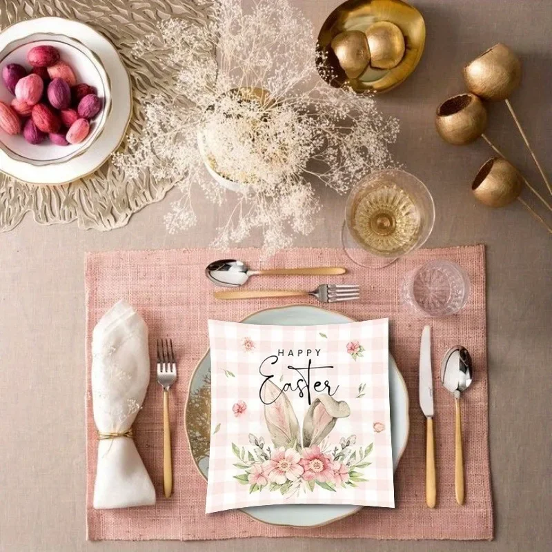 40 قطعة أرنب عيد الفصح رئيس المناديل الملونة زهرة نمط ورق للاستعمال مرة واحدة تحديد الموقع للحزب عشاء الجدول تخطيط لوازم