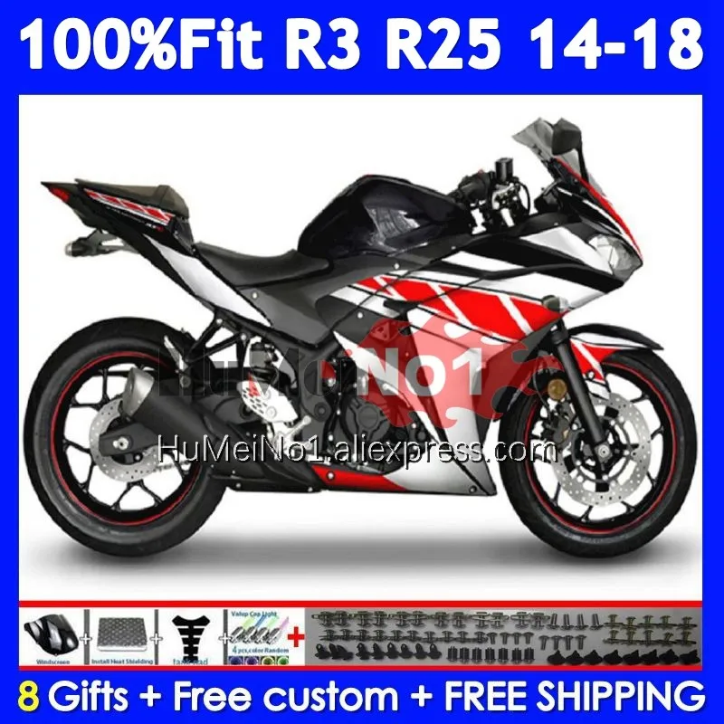 Body For YAMAHA YZF R3 R25 R 3 YZF-R3 Red silvery YZFR25 373No.27 YZF-R25 YZFR3 2014 2015 2016 2017 2018 14 15 16 17 18 Fairing