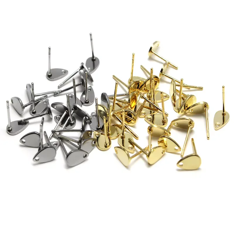 30Pcs Stainless Steel Earring Stud Base Hypoallergenic Ear Studs Post Connectors For DIY Dangle Earring Jewelry Making Supplies