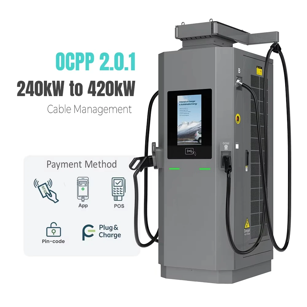 Electric Car Quick Charging Pile with POS Terminal CCS2 240kW 300kW 420kW Floor-mounted Commercial 360kw Double Ev