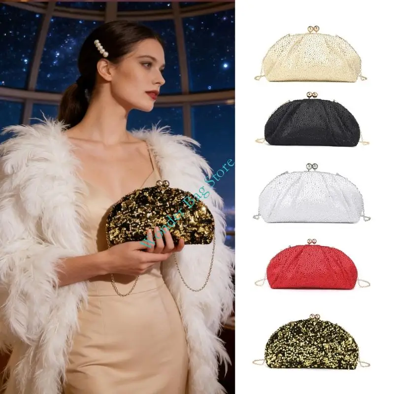 

Women Elegant Evening Purse With Detachable Metal Chain Fashion Shoulder Bag Casual Handbag For Women Wedding Party
