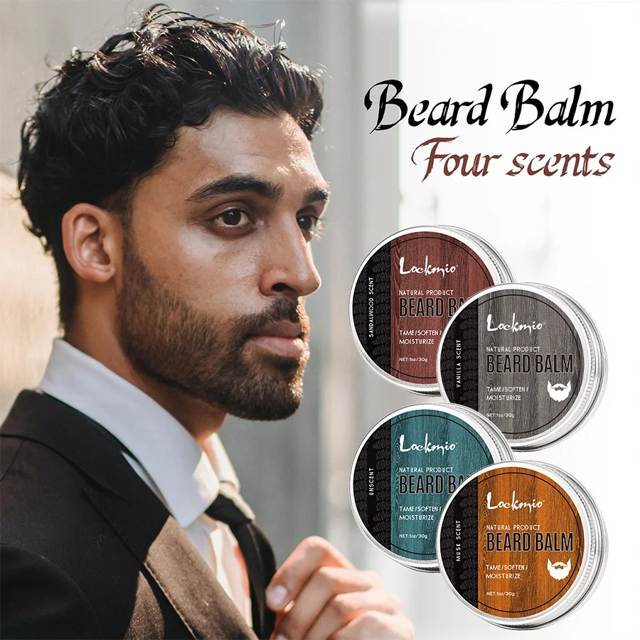 4pcs/set Beard Balm Softens and Tames Unruly Hairs Beards Styling Cream Add Thickness & Volume Moisturize Shine Beards Care Balm