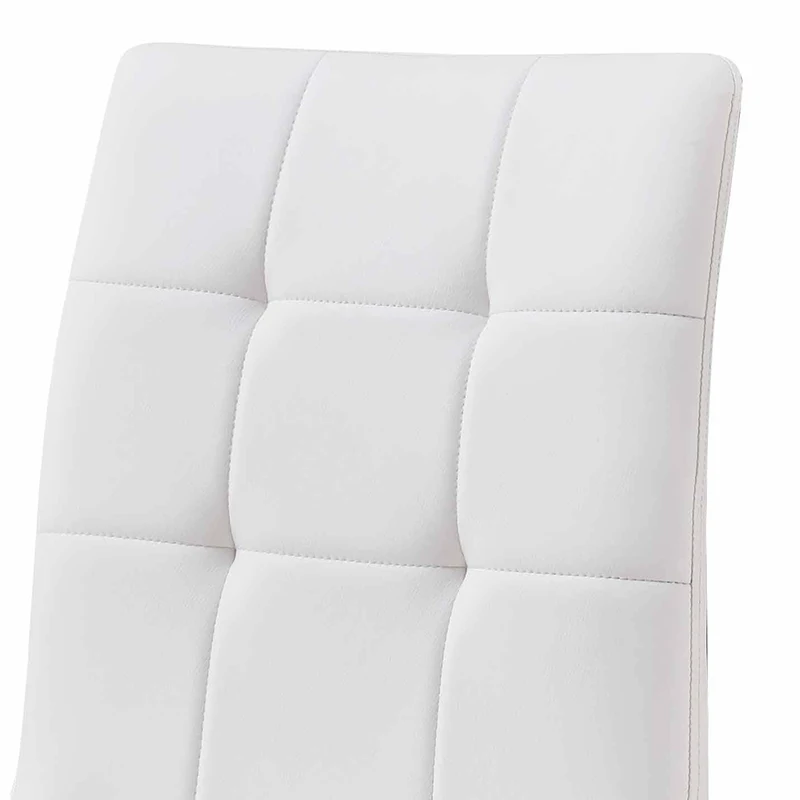 Esestado-Silla de comedor, base cromada en forma de C, PU blanco, Juego de 2