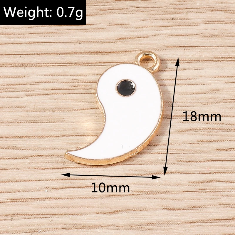 Tusember 10 قطعة المينا أبيض وأسود تاي تشي يين يانغ دلايات ل قلادة أقراط سوار Keychain بها بنفسك المفاتيح قلادة زوجين مجوهرات