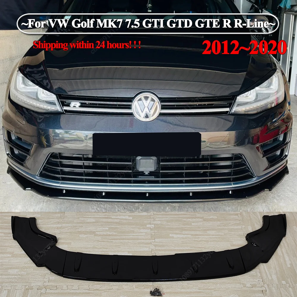 ل VW Golf MK7 7.5 GTI GTD GTE R R-Line 2012-2020 ABS الجبهة حافة مصد السيارة المفسد الفاصل الناشر Canards Bodykits ماكستون نمط