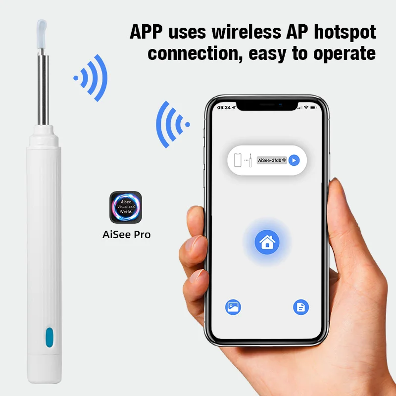 KERUI 5MP HD Penghilang Kotoran Telinga Otoskop WiFi Koneksi Langsung Alat Pembersih Telinga, Korek Telinga Tahan Air IP67 untuk Android dan IOS