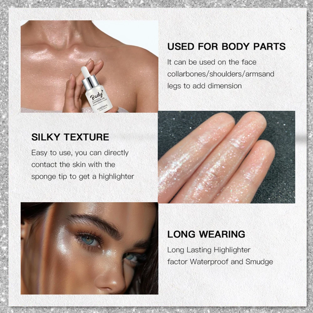 3 Colors Shimmer Liquid Highlighter Long-lasting Face Body Brightening Liquid Glitter Music Festival Party Makeup Accessories