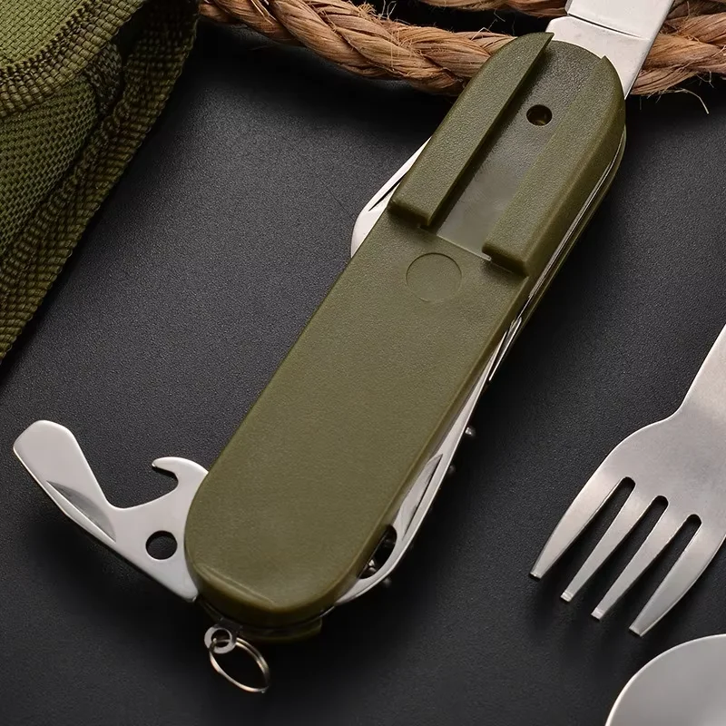 7 in 1 Multifunctional Outdoor Cutlery Portable Knife Spoon Fork Opener Can Opener Picnic Camping Hiking Trip Foldable Cutlery image 5