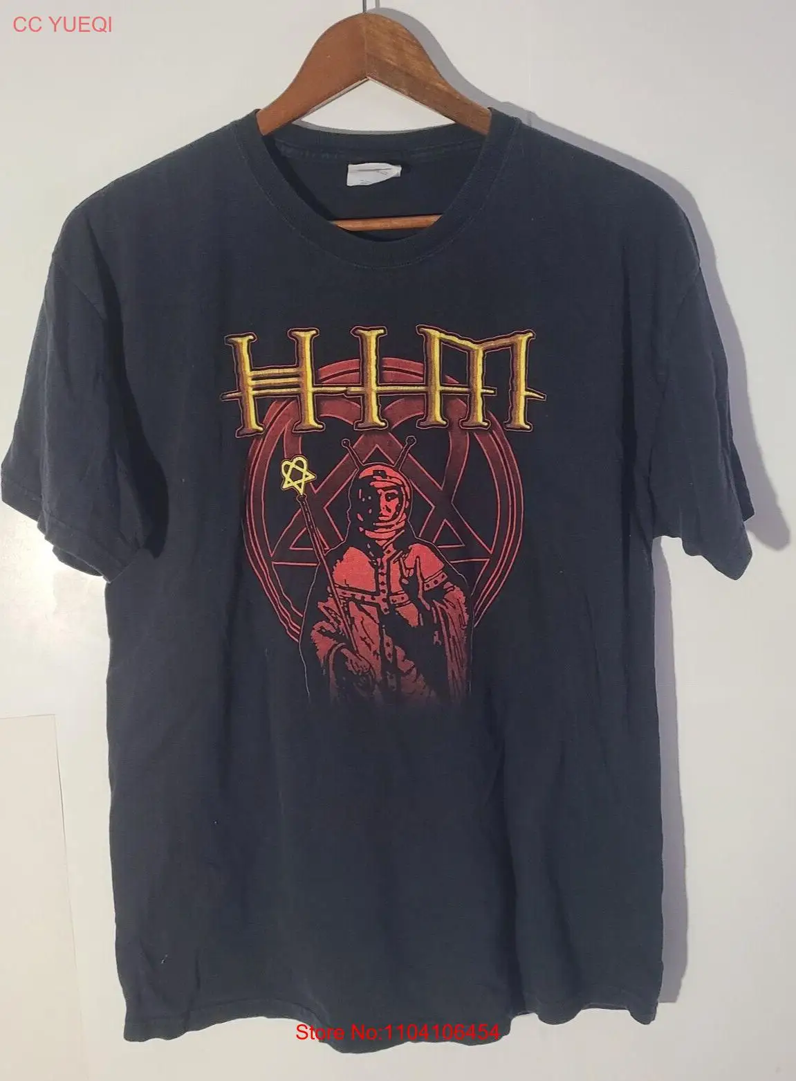 Vintage Y2K 2004 HIM Heartagram Black Large Band T-Shirt