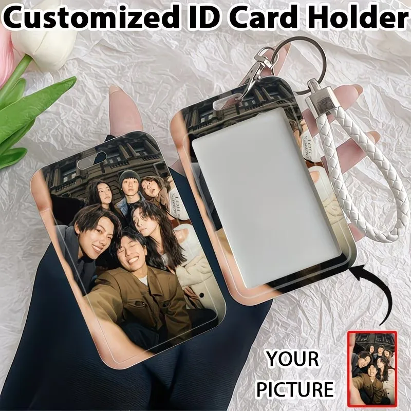 For Office Staff Teacher Business Personalized Custom ID Card Holder With Lanyard Custom Name Text Protector Case Card Cover