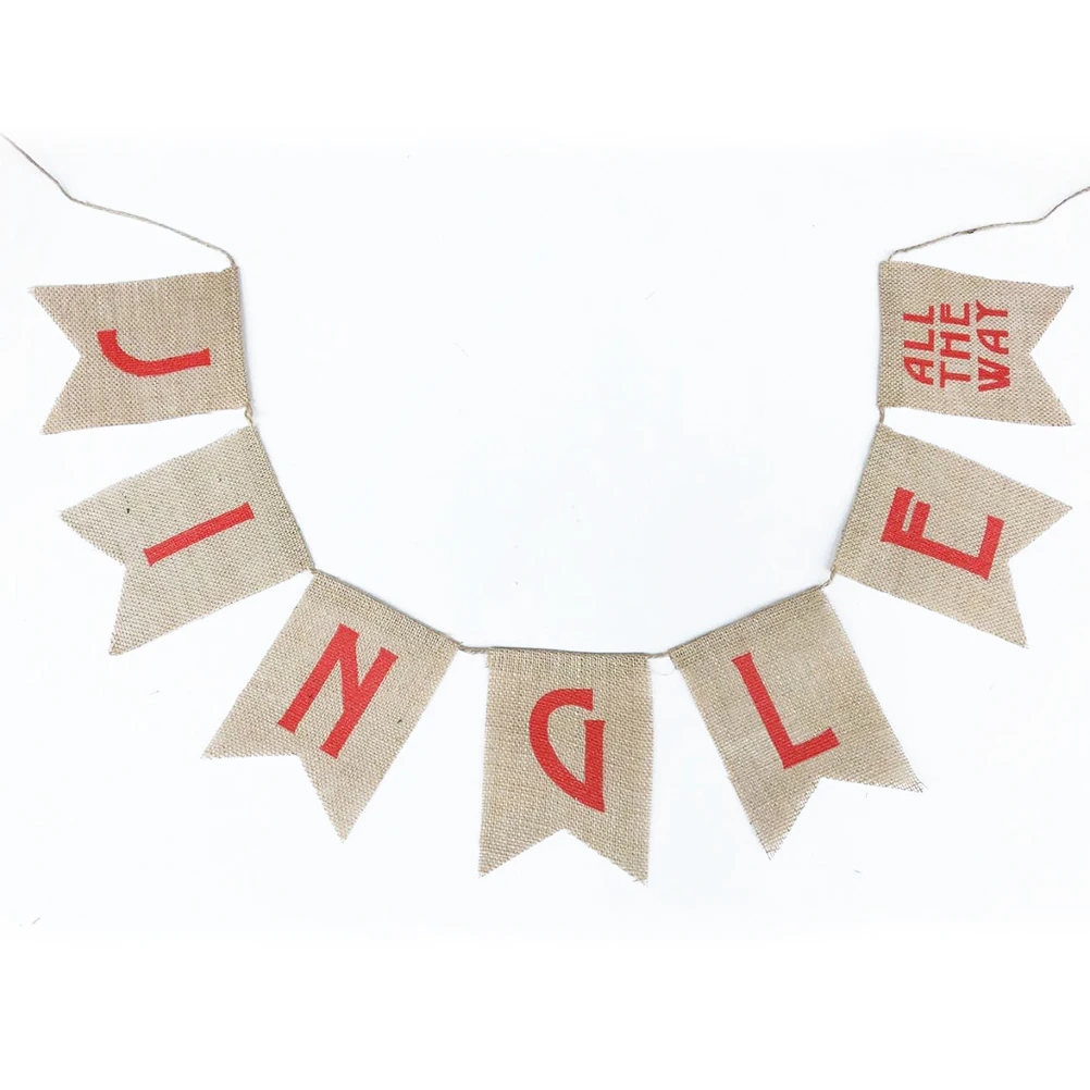 

Christmas Party Decoration Linen Xmas Banner Swallowtail Shape Creative Holiday Pull Flag Banner Christmas Pull Flag