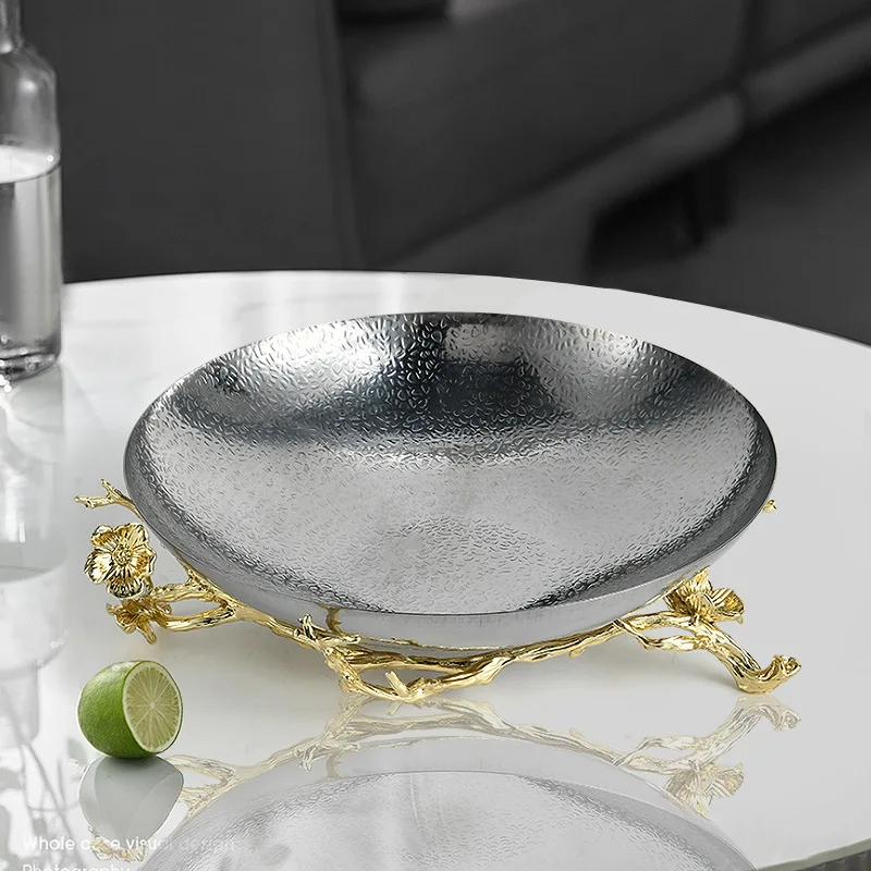 

Zml premium home & dining decor: hammered stainless steel fruit bowl with metal stand