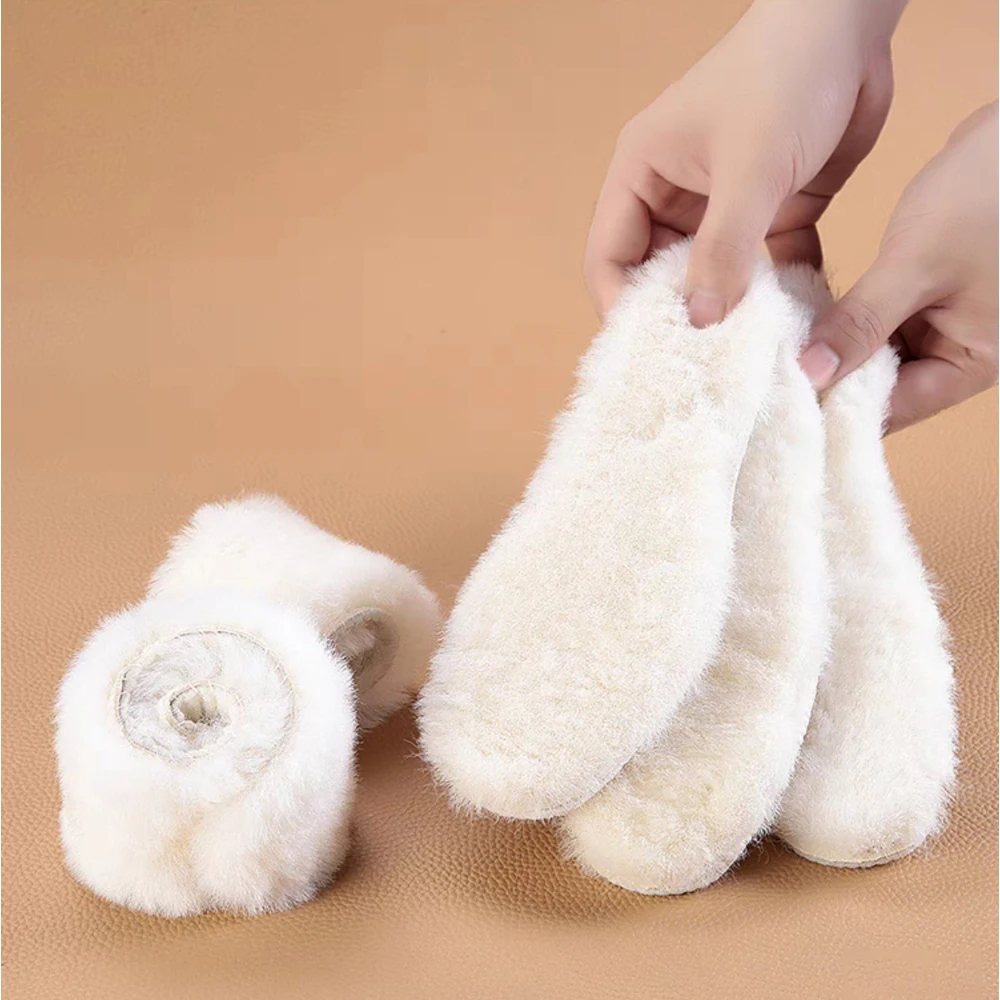 4/2 Stück natürliche Schaffell-Wolleinlegesohlen für Schuhe Männer Winter Füße warm verdicken flauschige Fleece Schuheinlegesohlen Damen Schneestiefel Schuhpolster – Detail 14
