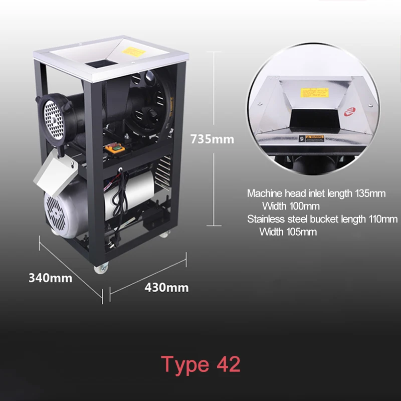 42 مفرمة اللحم الكهربائية عالية القوة مفرمة اللحم التجارية عالية الطاقة مفرمة الأسماك مفرمة الدجاج آلة تقطيع العظام 260 كجم/ساعة