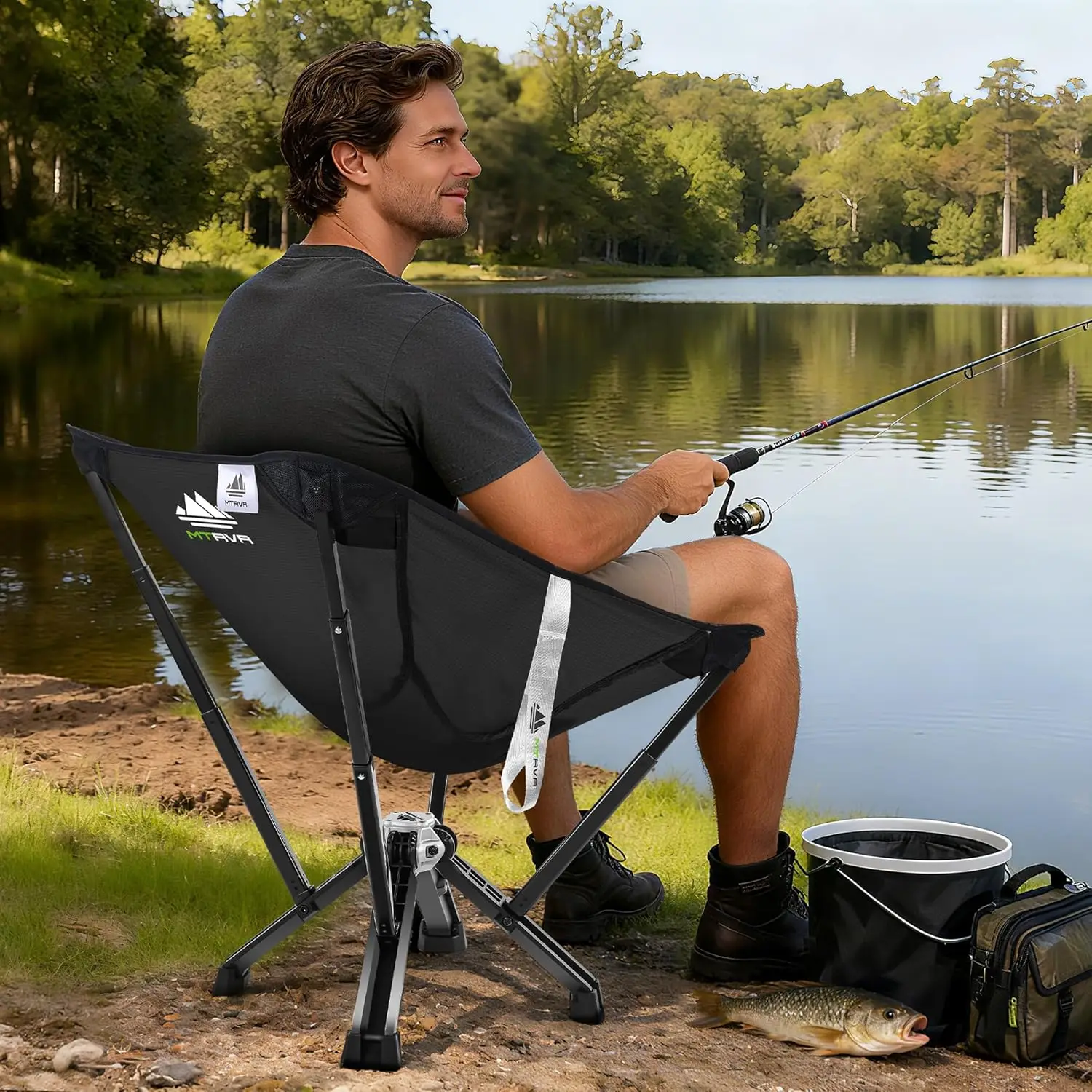 كرسي تخييم مدمج قابل للطي للبالغين، إطار ألومنيوم محمول يدعم 450 رطل، مقعد مريح للمغامرات الخارجية #2