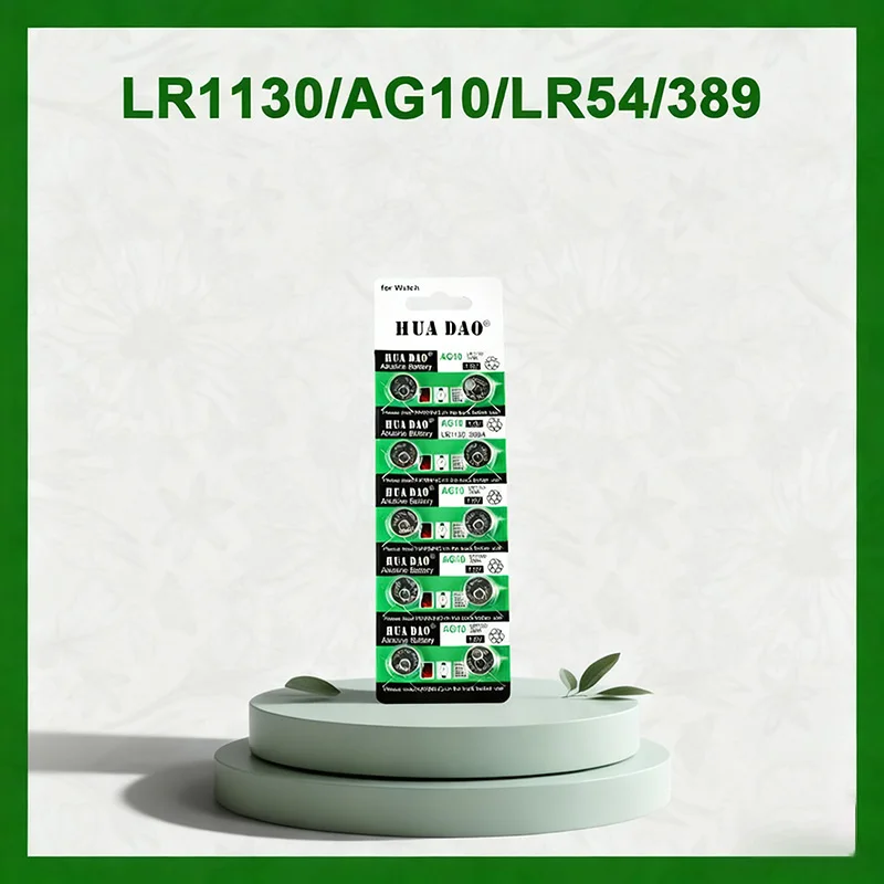 1.55V Button Battery AG10 LR1130 SR1130 389A LR54 L1131 Alkaline Batteries for Watch Hearing Aid Flashlight Calendar Toys