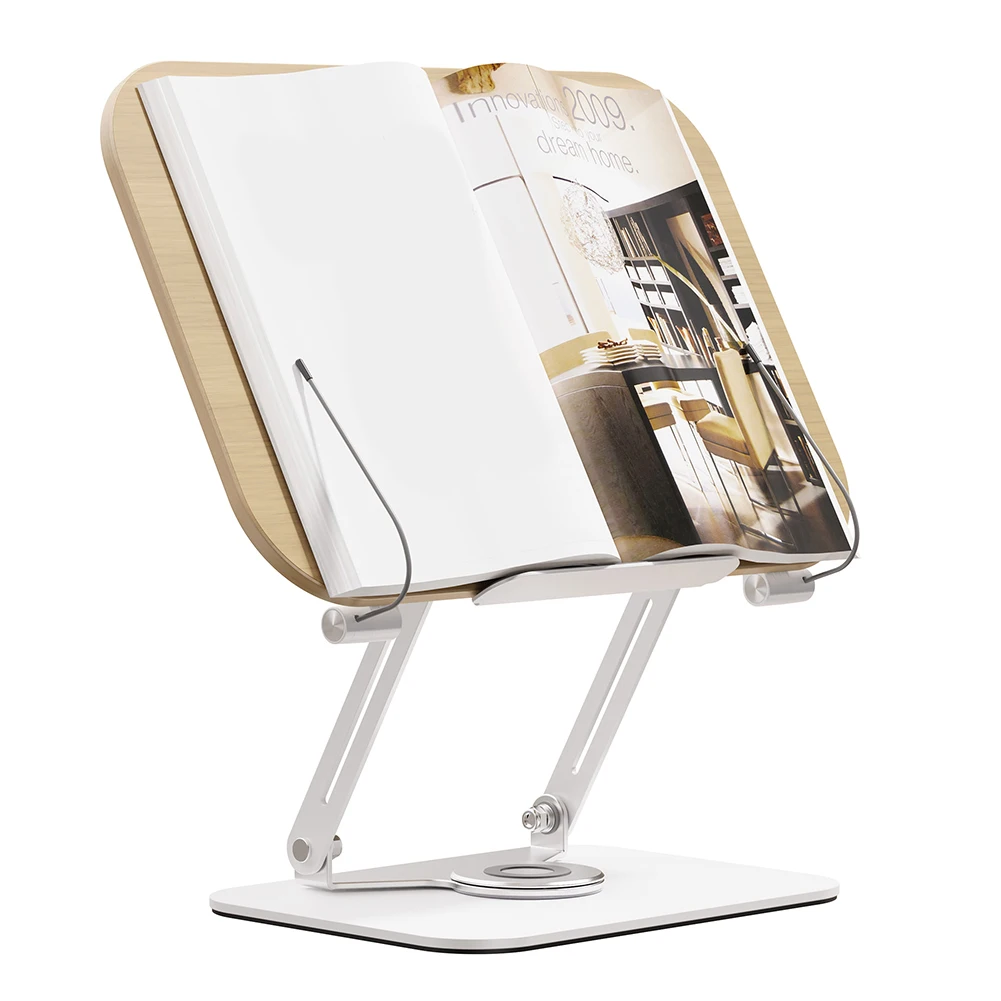 Подставка для книг для чтения Регулируемый держатель для книг с вращающимся на 360 градусов основанием Подставка для поваренной книги для ноутбука Рецепт Журнал учебников