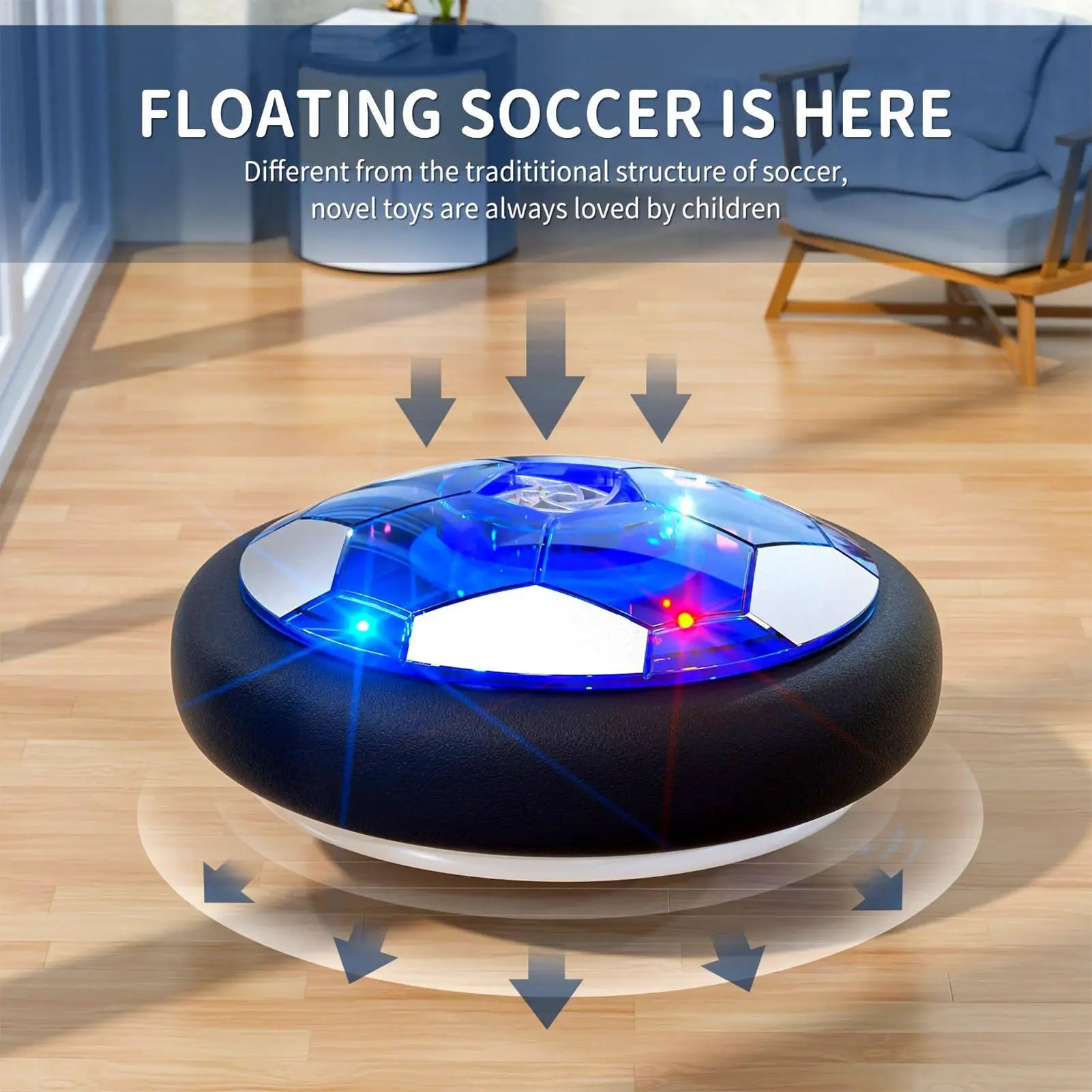 Rechargeable Hover Soccer Ball Air Floating Football Game Toy for Kids Indoor Outdoor Play Yard Birthday Party Sports Gift