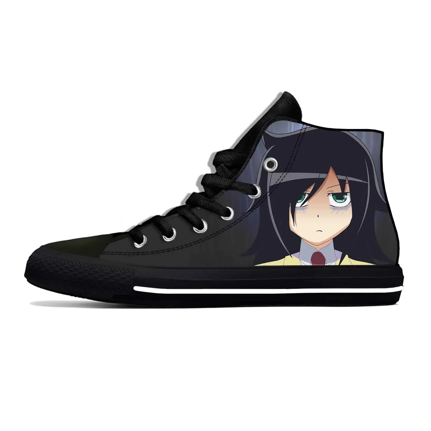 Watamote Kuroki Tomoko รองเท้าผ้าลำลองญี่ปุ่น, รองเท้าผ้าใบระบายอากาศน้ำหนักเบาพิมพ์ลาย3D