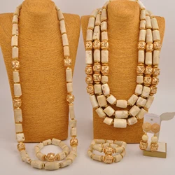 White Natural Coral Beads Jewelry Set for Men and Women