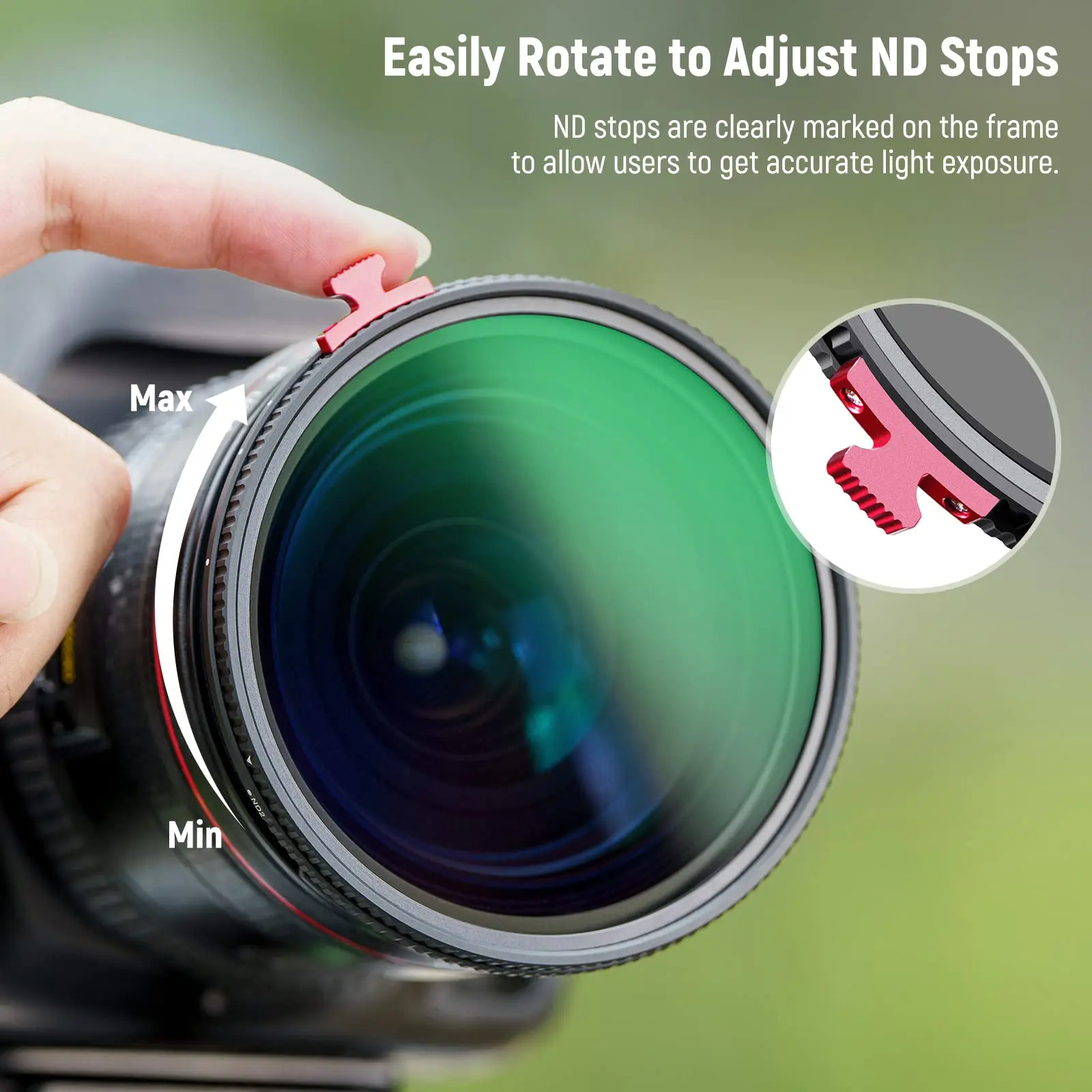 NEEWER 52/55/58/62/67/72/82mm Black Diffusion 1/4 Effect with ND2-ND32 Variable ND Filter 2 in 1 HD Neutral Density Filter