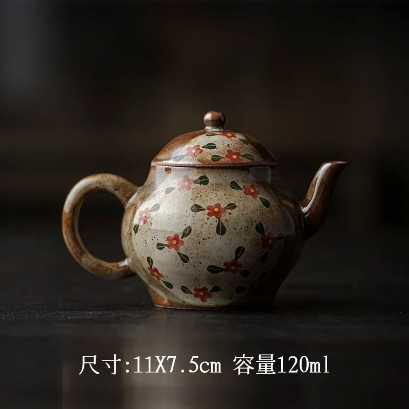 Japanese Imitation Firewood Teapot Handmade Coarse Pottery Teapot with Filter Underglaze Hand-painted Kung Fu Tea Set Ornaments 5