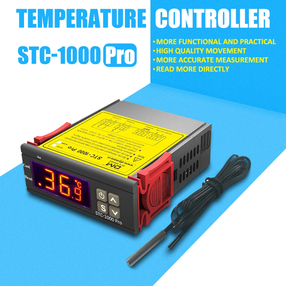 

AC 220V Termometro Digital STC-1000 Pro LED Digital Thermostat for Incubator Temperature Controller Thermoregulator Relay Heatin